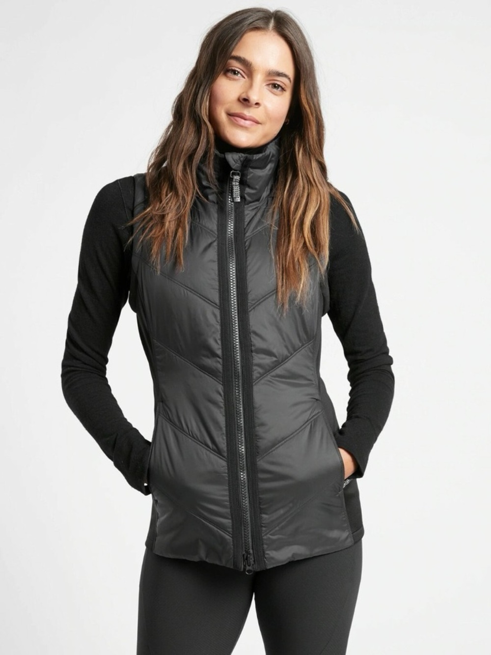 Athleta Rock Ridge PrimaLoft Vest Black Outdoors Sporty Hiking Travel Layer XL